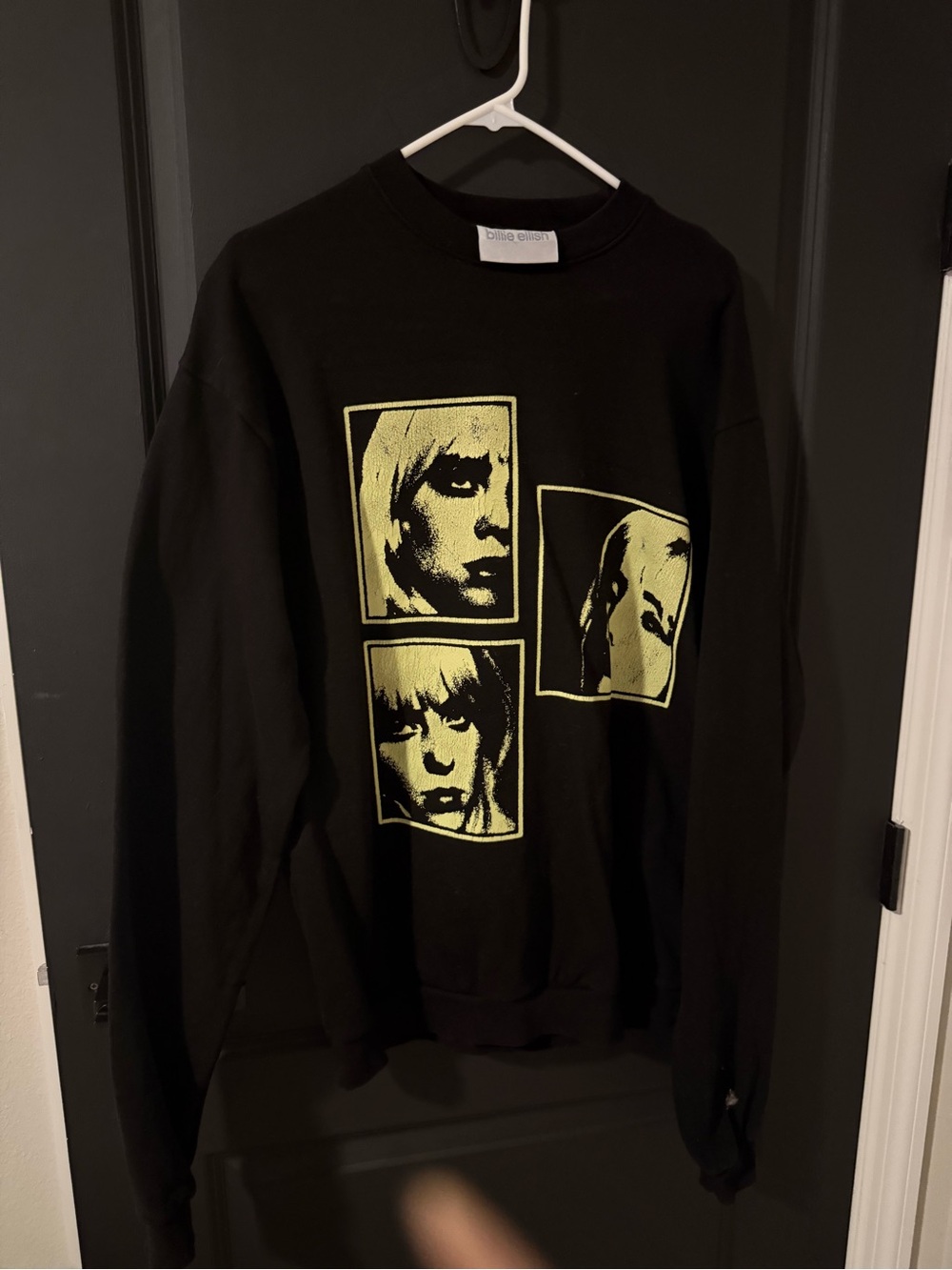 Billie Eilish Graphic Crewneck Sweater with Yellow Print